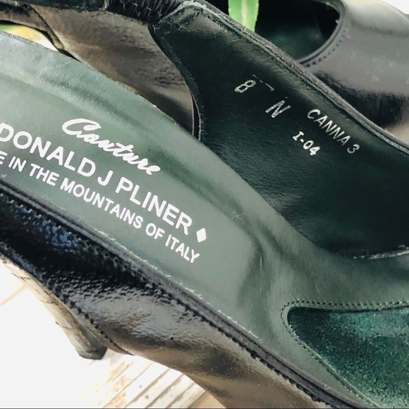 𝅺DONALD J. Pliner Black Couture Canna Strap Buckle Heels Open Toe Size 8 - Picture 4 of 7